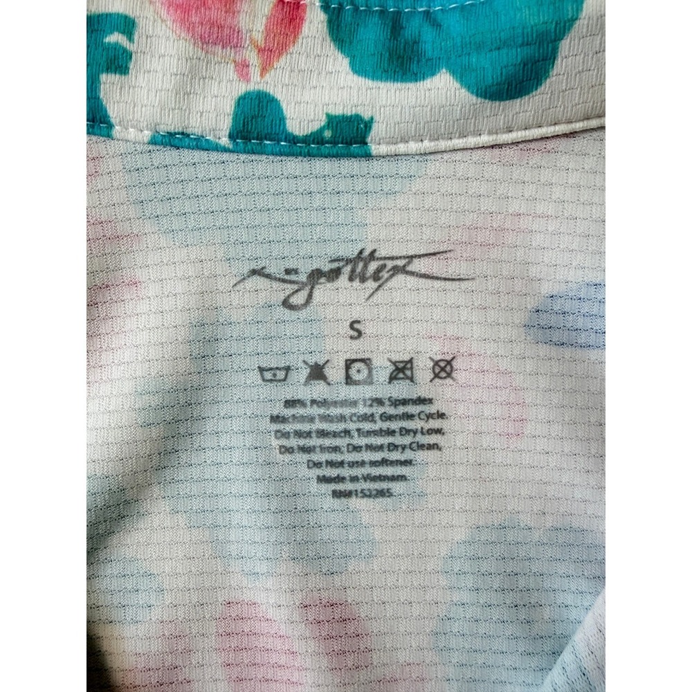 Gottex Golf Tennis Floral Sport Polo Shirt White Teal Pink S - Picture 4 of 7